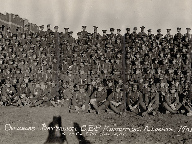 an old photo of troops at a barracks