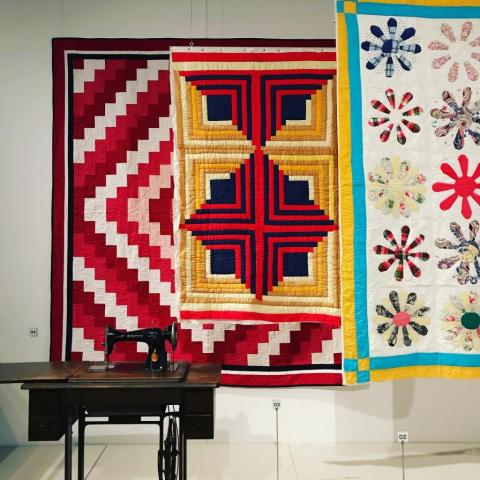 quilts hanging up
