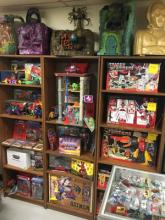 Shelving full of rare toys