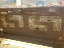 The Ant Chambers in the Royal Alberta Museum. This photo is before the cleaning was done. The glass is smudged and the ant chambers are filled with piles of debris.